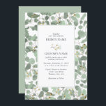 Waterverf Eucalyptus groen bloesems bruiloft Kaart<br><div class="desc">Een mooie handgetekende waterverf eucalyptus groen en gom bloesems bruiloft ontwerp. Een uniek ontwerp dat gebruik maakt van geïllustreerde waterverf eucalyptusbladeren en bloembloesem botanicals. Een moderne eucalyptus bloemmotief. Een elegant ontwerp van de huwelijksuitnodiging met moderne elementen. Overeenkomende bruiloft briefpapier items en andere bruiloft uitnodigingsformaten zijn ook beschikbaar.</div>