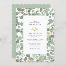 Waterverf Eucalyptus groen bloesems bruiloft Kaart