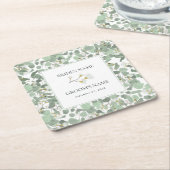 Waterverf Eucalyptus groen bloesems bruiloft Kartonnen Onderzetters (Schuin)