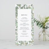 Waterverf Eucalyptus groen bloesems bruiloft Menu (Staand voorkant)