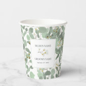 Waterverf Eucalyptus groen bloesems bruiloft Papieren Bekers (Achterkant)
