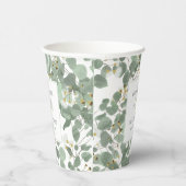 Waterverf Eucalyptus groen bloesems bruiloft Papieren Bekers (Rechts)