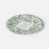 Waterverf Eucalyptus groen bloesems bruiloft Papieren Bordje (Gekanteld)