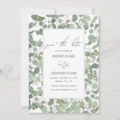 Waterverf Eucalyptus groen bloesems bruiloft Save The Date (Voorkant)