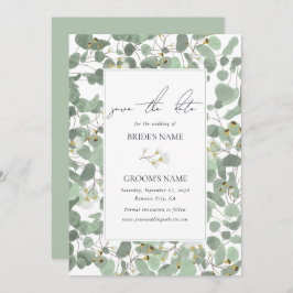 Waterverf Eucalyptus groen bloesems bruiloft Save The Date