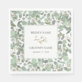 Waterverf Eucalyptus groen bloesems bruiloft Servet