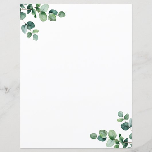 Waterverf Eucalyptus groen briefpapier (Voorkant)
