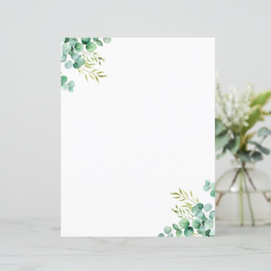 Waterverf Eucalyptus groen briefpapier (Staand voorkant)