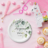 Waterverf Eucalyptus groen bruidstaart Papieren Bordje (Feest)