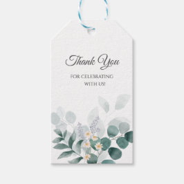 Waterverf eucalyptus groen bruiloft dank u cadeaulabel