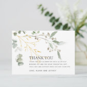 Waterverf eucalyptus groen bruiloft foto bedankkaart (Staand voorkant)