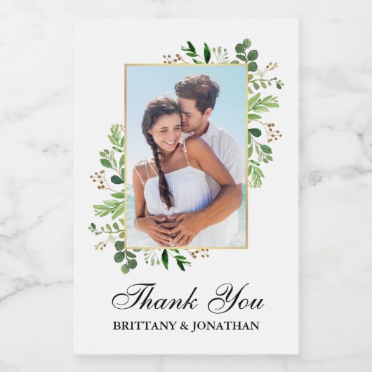 Waterverf eucalyptus groen bruiloft mini wijn etiket (Enkel label)