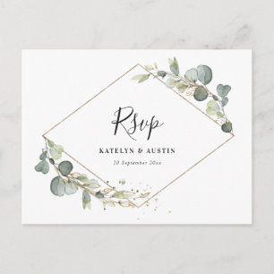 Waterverf eucalyptus groen bruiloft RSVP Briefkaart