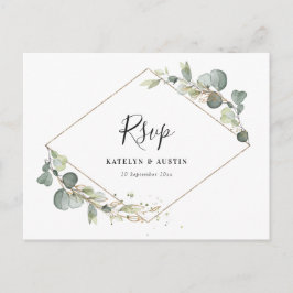 Waterverf eucalyptus groen bruiloft RSVP Briefkaart