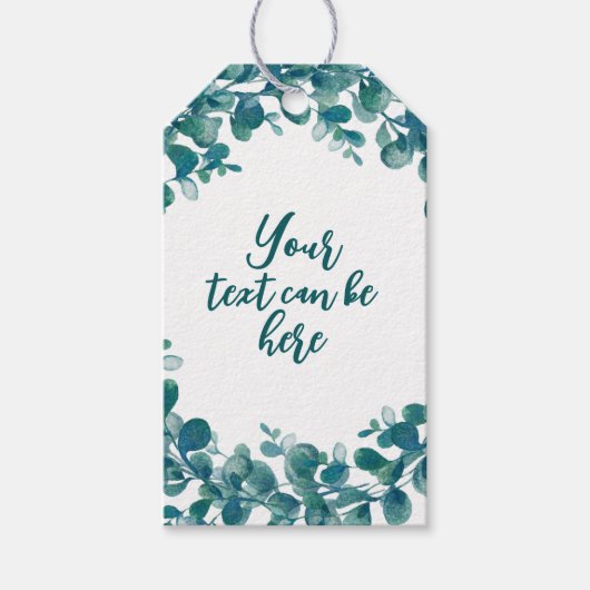 Waterverf eucalyptus groen cadeaulabel (Voorkant)