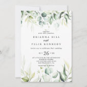 Waterverf Eucalyptus groen Casual bruiloft Kaart (Voorkant)