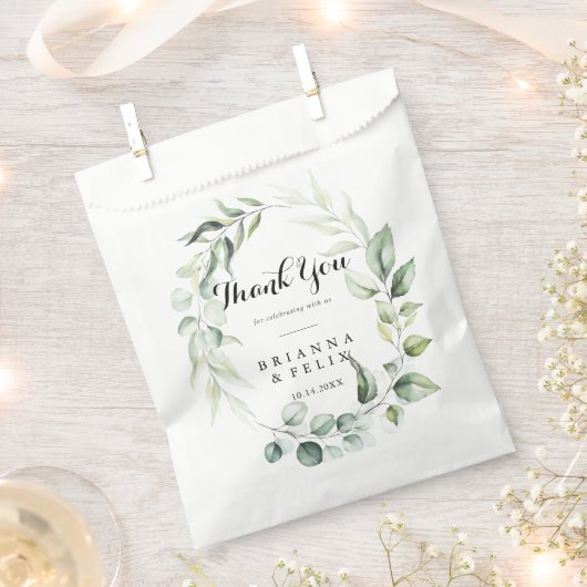 Waterverf Eucalyptus groen dank u bruiloft Bedankzakje (Geknipt)