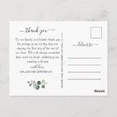Waterverf Eucalyptus groen dank u bruiloft Briefkaart (Achterkant)