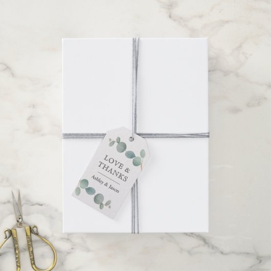 Waterverf Eucalyptus groen dank u voor Cadeaulabel (Met Touw)