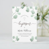 waterverf eucalyptus groen doop kaart (Staand voorkant)