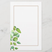 Waterverf eucalyptus groen gebladerte briefpapier (Voorkant)