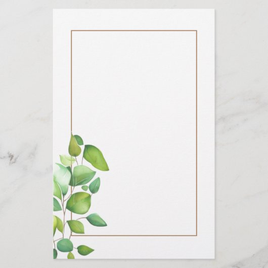 Waterverf eucalyptus groen gebladerte briefpapier (Voorkant)