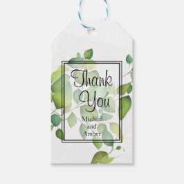 Waterverf eucalyptus groen gebladerte cadeaulabel