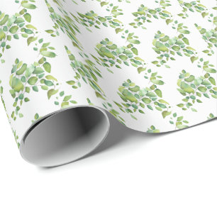 Waterverf eucalyptus groen gebladerte cadeaupapier