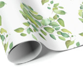 Waterverf eucalyptus groen gebladerte cadeaupapier (Rol Hoek)
