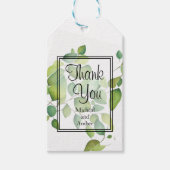 Waterverf eucalyptus groen gebladerte groene blade cadeaulabel (Voorkant)