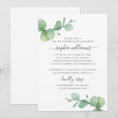 Waterverf eucalyptus. Groen gebladerte in doop Kaart (Voorkant / Achterkant)