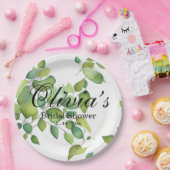 Waterverf eucalyptus groen gebladerte papieren bordje (Feest)