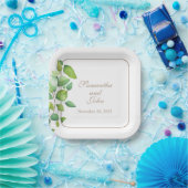 Waterverf eucalyptus groen gebladerte papieren bordje (Feest)