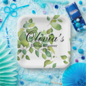 Waterverf eucalyptus groen gebladerte papieren bordje (Feest)