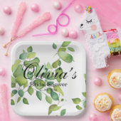 Waterverf eucalyptus groen gebladerte papieren bordje (Feest)