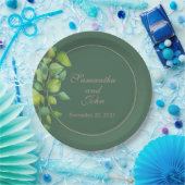 Waterverf eucalyptus groen gebladerte papieren bordje (Feest)