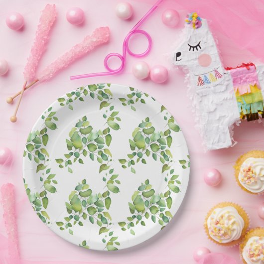 Waterverf eucalyptus groen gebladerte papieren bordje (Feest)