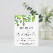 Waterverf eucalyptus groen gebladerte save the date (Staand voorkant)