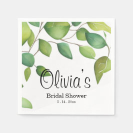 Waterverf eucalyptus groen gebladerte servet