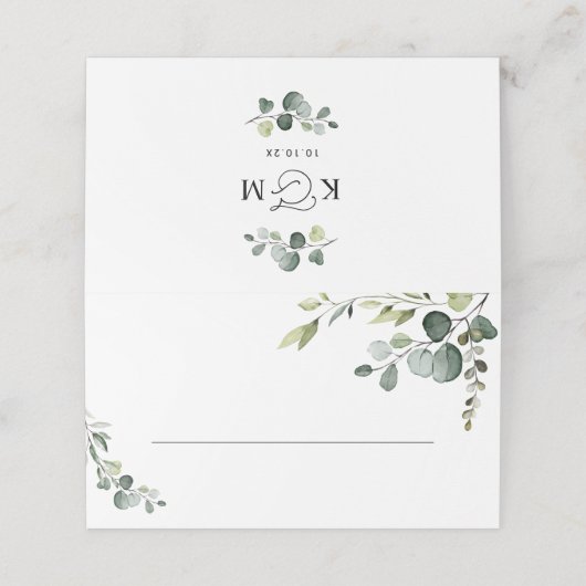 Waterverf Eucalyptus groen gevouwen plaats kaart Plaatskaartje (Buitenkant ongevouwen)