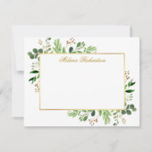 Waterverf Eucalyptus groen goud gepersonaliseerd Notitiekaartje (Voorkant)