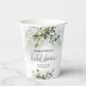 Waterverf eucalyptus groen goud vrijgezellenfeest papieren bekers (Voorkant)