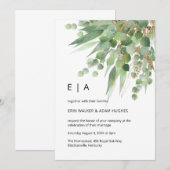 Waterverf eucalyptus groen & gouden bladeren bruil kaart (Voorkant / Achterkant)