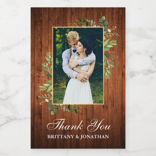 Waterverf Eucalyptus groen hout mini Wijn Etiket (Enkel label)