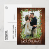 Waterverf Eucalyptus groen hout Save the date Briefkaart (Voorkant / Achterkant)