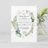 Waterverf Eucalyptus groen in goud Baby shower Kaart (Staand voorkant)