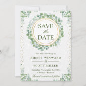 Waterverf Eucalyptus groen krans bruiloft Save The Date (Voorkant)