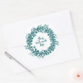 Waterverf eucalyptus groen krans ronde sticker (Envelop)