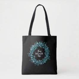 Waterverf eucalyptus groen krans tote bag