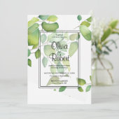 Waterverf eucalyptus groen loof bruiloft kaart (Staand voorkant)